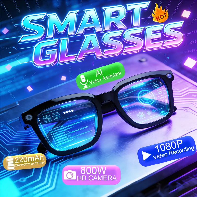 

Новые умные очки 2026 года с голосовым управлением ИИ, аккумулятором 220 мАч, HD-камерой 8 МП, записью видео 1080P и функцией Bluetooth-звонков