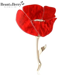 Beaut&Berry Classic Acrylic Rose Brooches for Women Unisex Plant Flower Pins Casual Party Accessories Gifts Friends Decoration