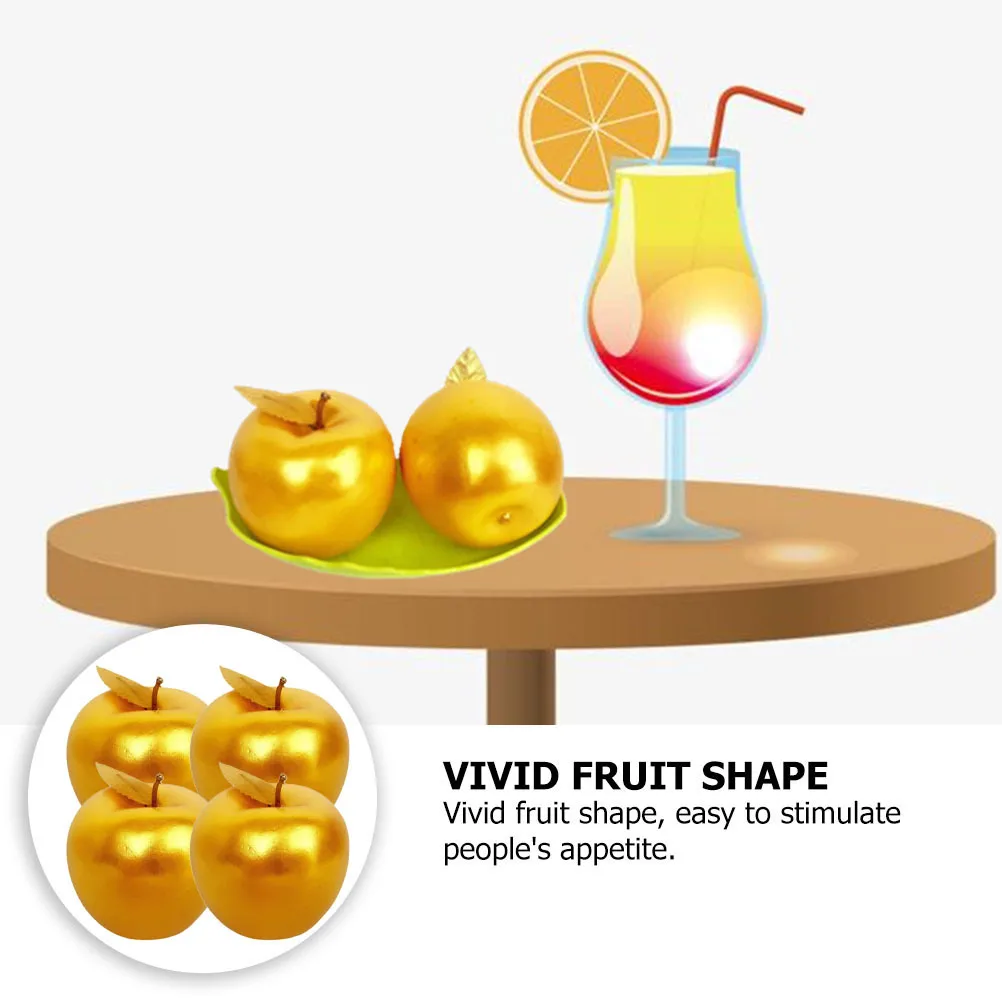 

4Pcs Gold Props Premium Simulated Fruit Decoration for Home Store Photography Vivid Foam Realistic Fruit Models