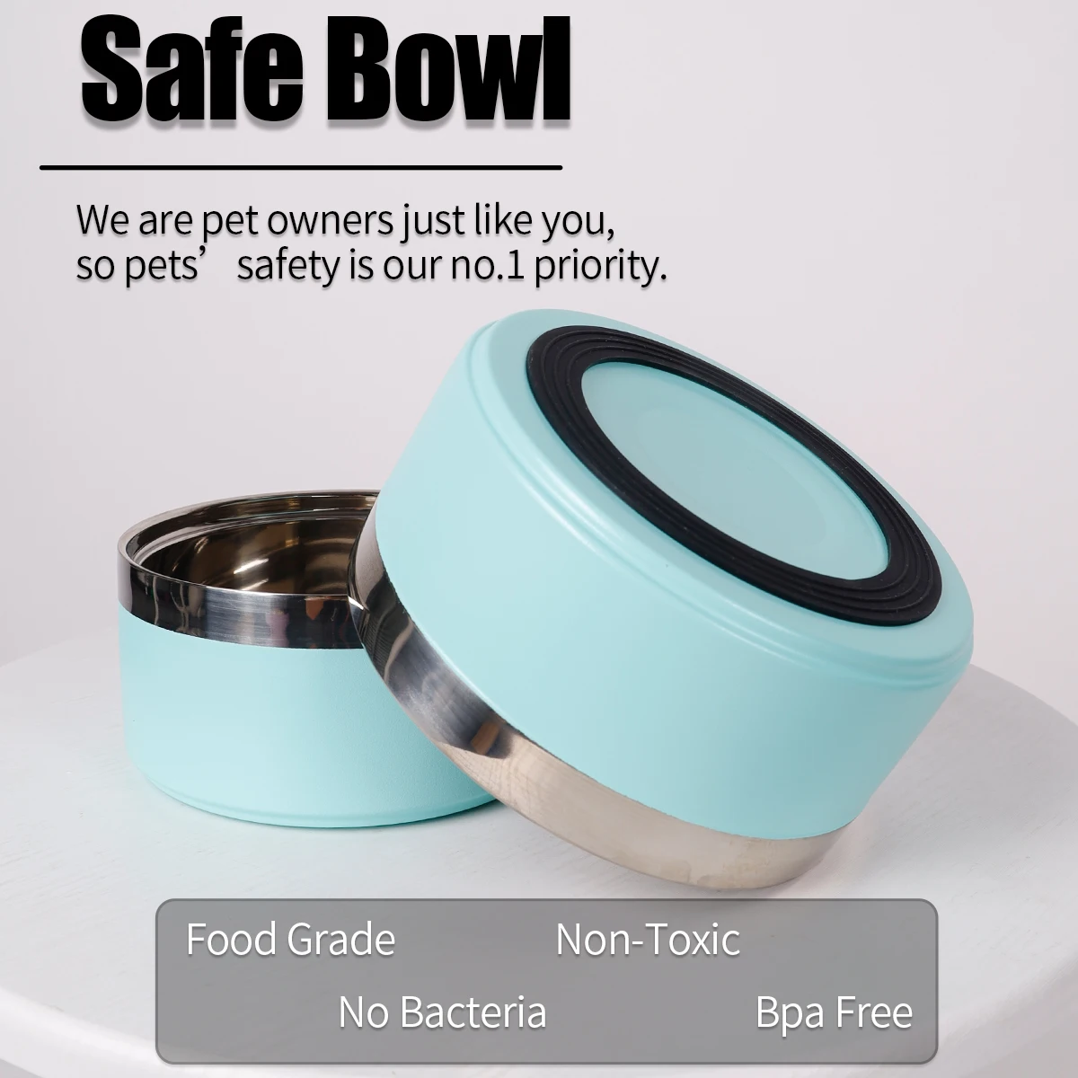 1PC Round Thickened Stainless Steel Dog Bowl, Stylish Solid Color, Non-slip Cat And Dog Pet Bowl, Suitable For Indoor And Outdoo