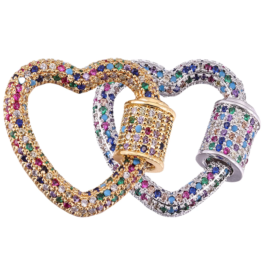 

Juya Handmade Decorative Fastener Love Heart Oval Carabiner Spiral Lock Clasps Accessories For DIY Luxury Pendant Jewelry Making