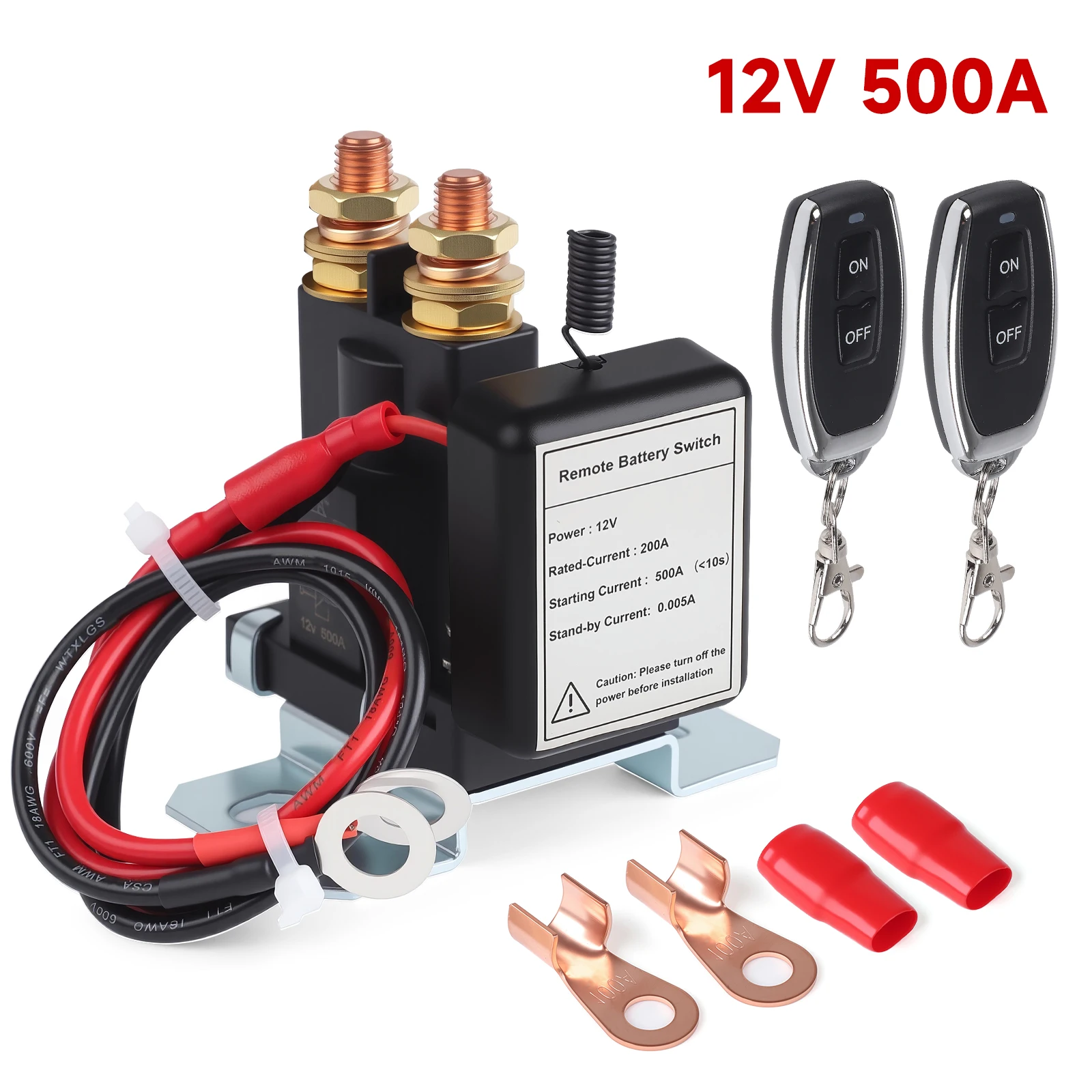For RV Truck Off-Road Car Kill Switch Anti Theft Kit Prevent Battery Drain 12V DC 500A With Remote Control Battery Disconnect