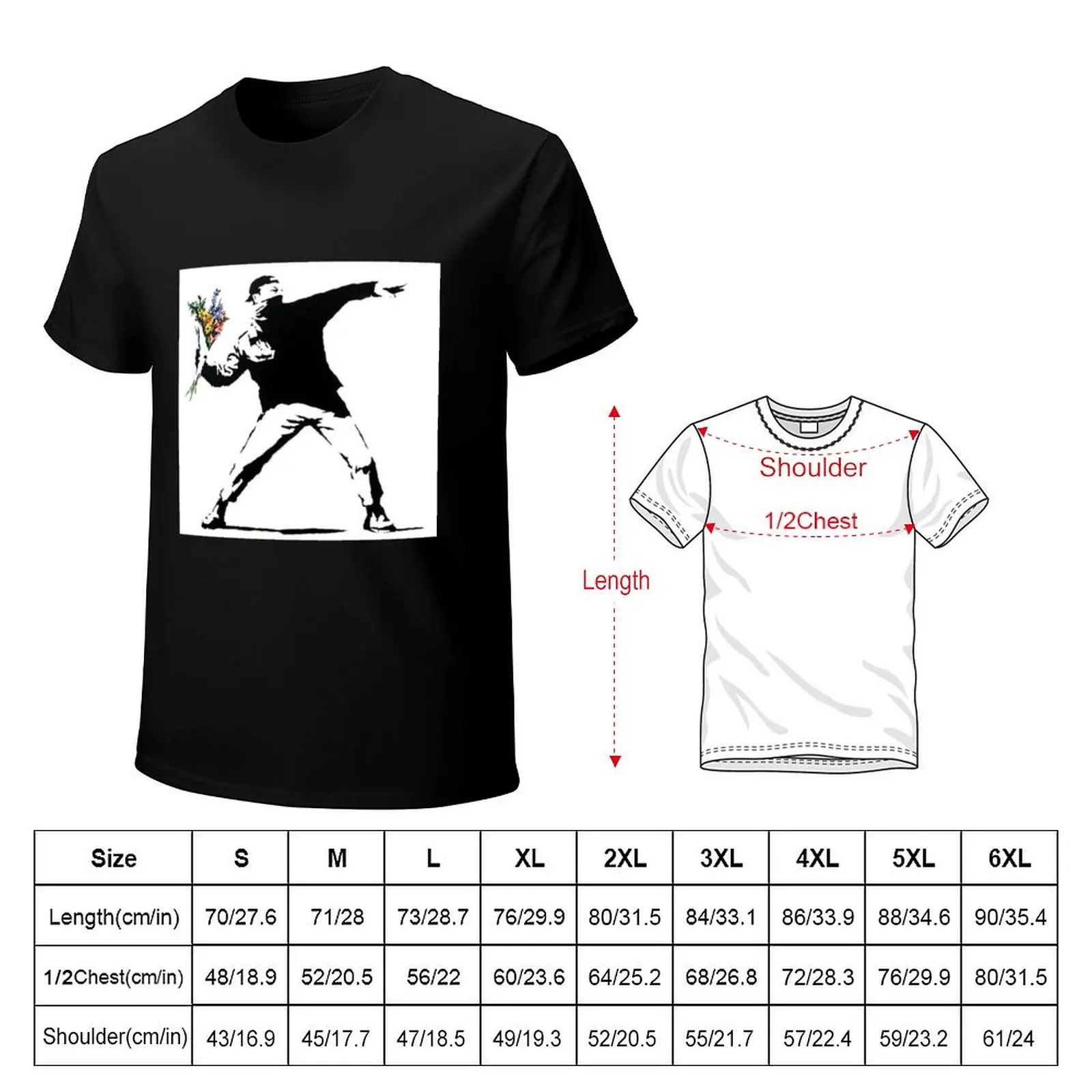 Flower Thrower - Banksy T-Shirt Lightweight Basic Short Sleeve Shirt