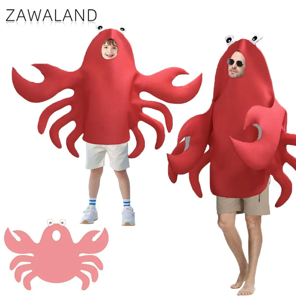 

Zawaland Crab Cosplay Costumes Halloween Dress Up Sponge Suit Men Boys Funny Stage Performance Clothes Carnival Party Outfits