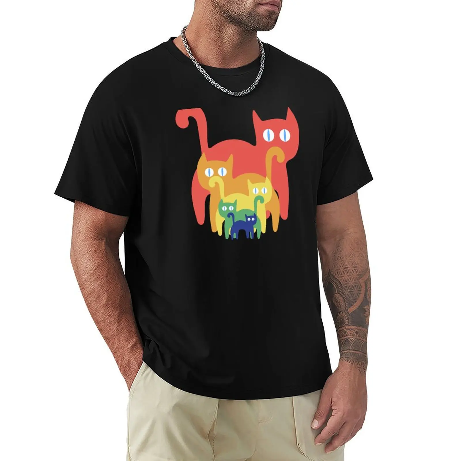 

Rainbow Cats T-Shirt cotton man t-shirts vintage anime shirt anime t shirts workout shirts for men