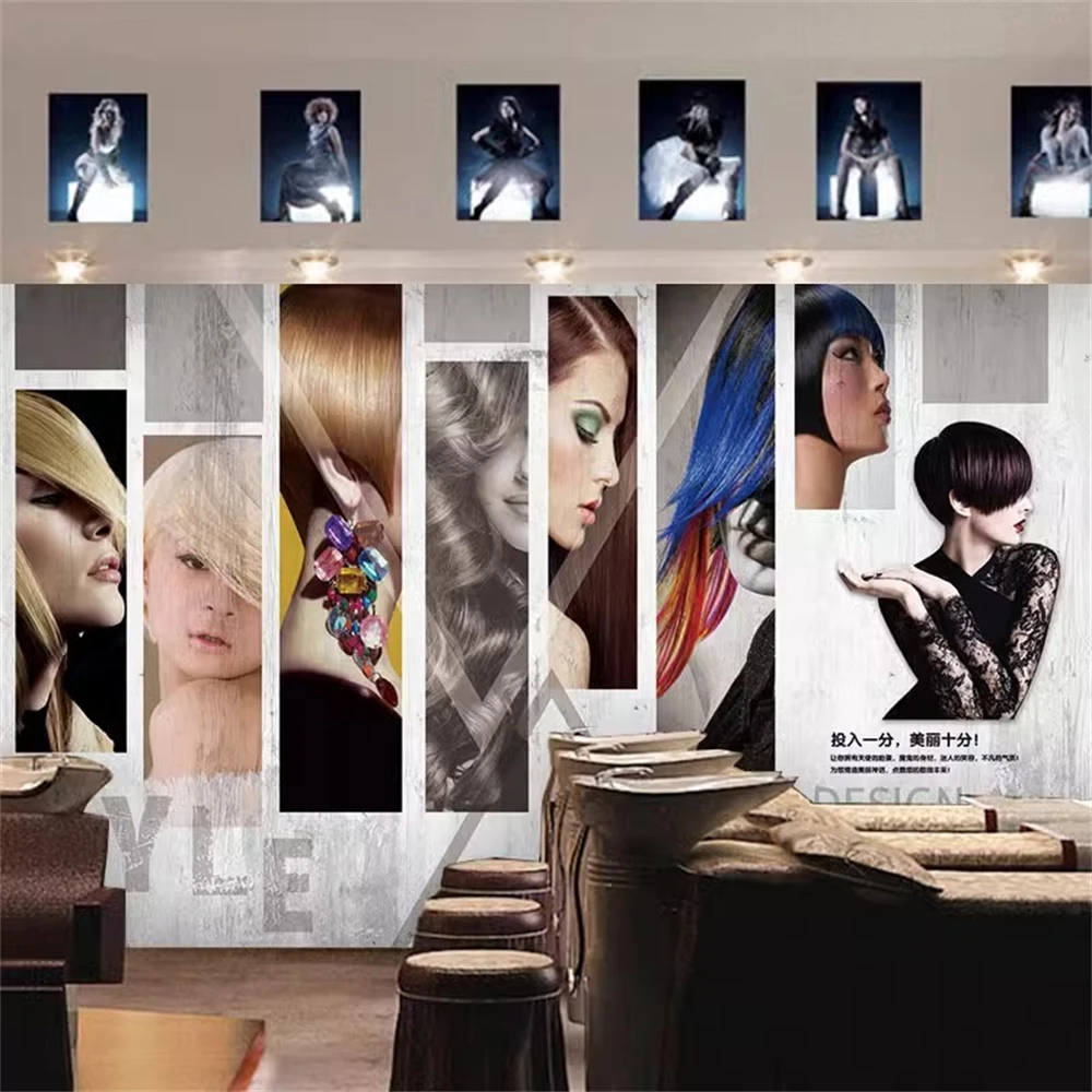 custom Papel De Parede 3D Barber shop decoration European Photo Murals Room Background Mural wallpaper for Wall Paper Stickers