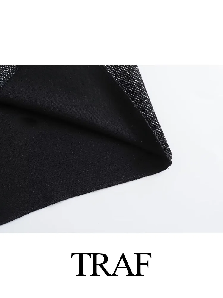 TRAF 2024 abiti donna Knitting O Neck Bodycon Cut Out corsetto Dress donna Solid Versatile Vintage elegante Midi abiti femminili