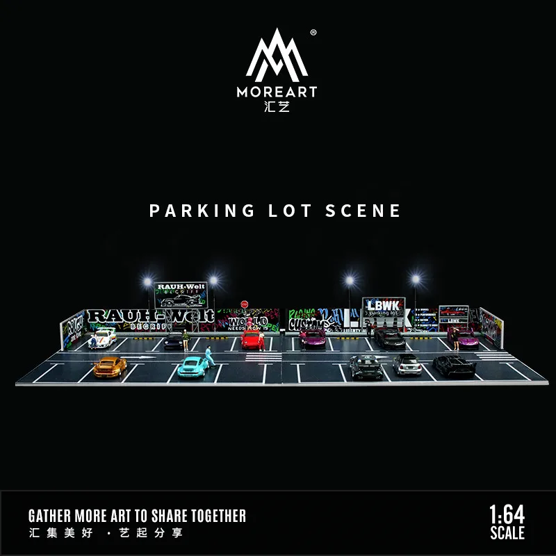 LBWK Parking Lot Scene Time Micro LED Lighting, Backdrop Display, Scene e Theme Assembly Versão Simulação, Escala 1:64