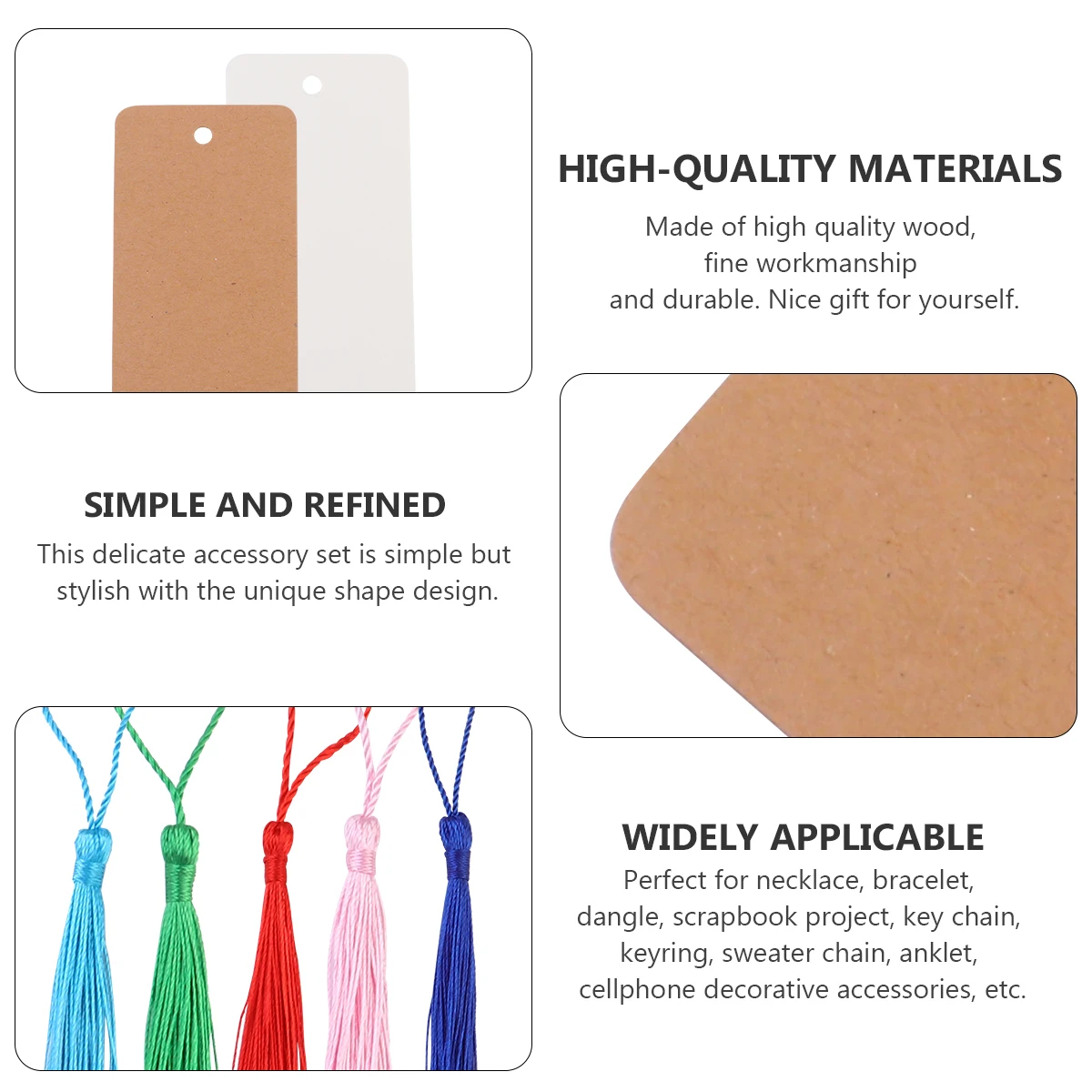 

100pcs Diy Bookmark Kit Blank Cardstock Bookmarks Tassels Kraft Paper Handmade Stationery Crafts Personalized Tabs