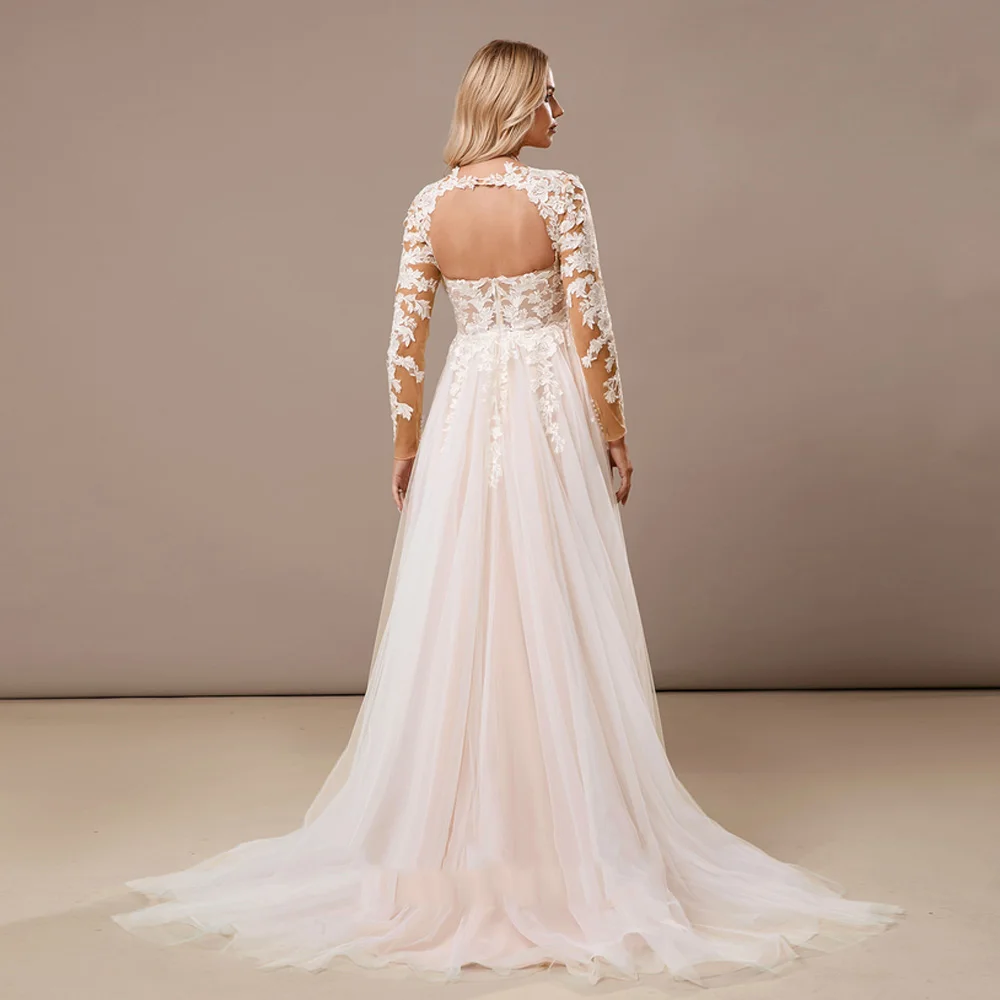 Elegant Strapless Wedding Dresses for Ladies Elegant A Line Bridal Gowns Exquisite Full Sleeve Vestidos De Novia 2026 LC0027