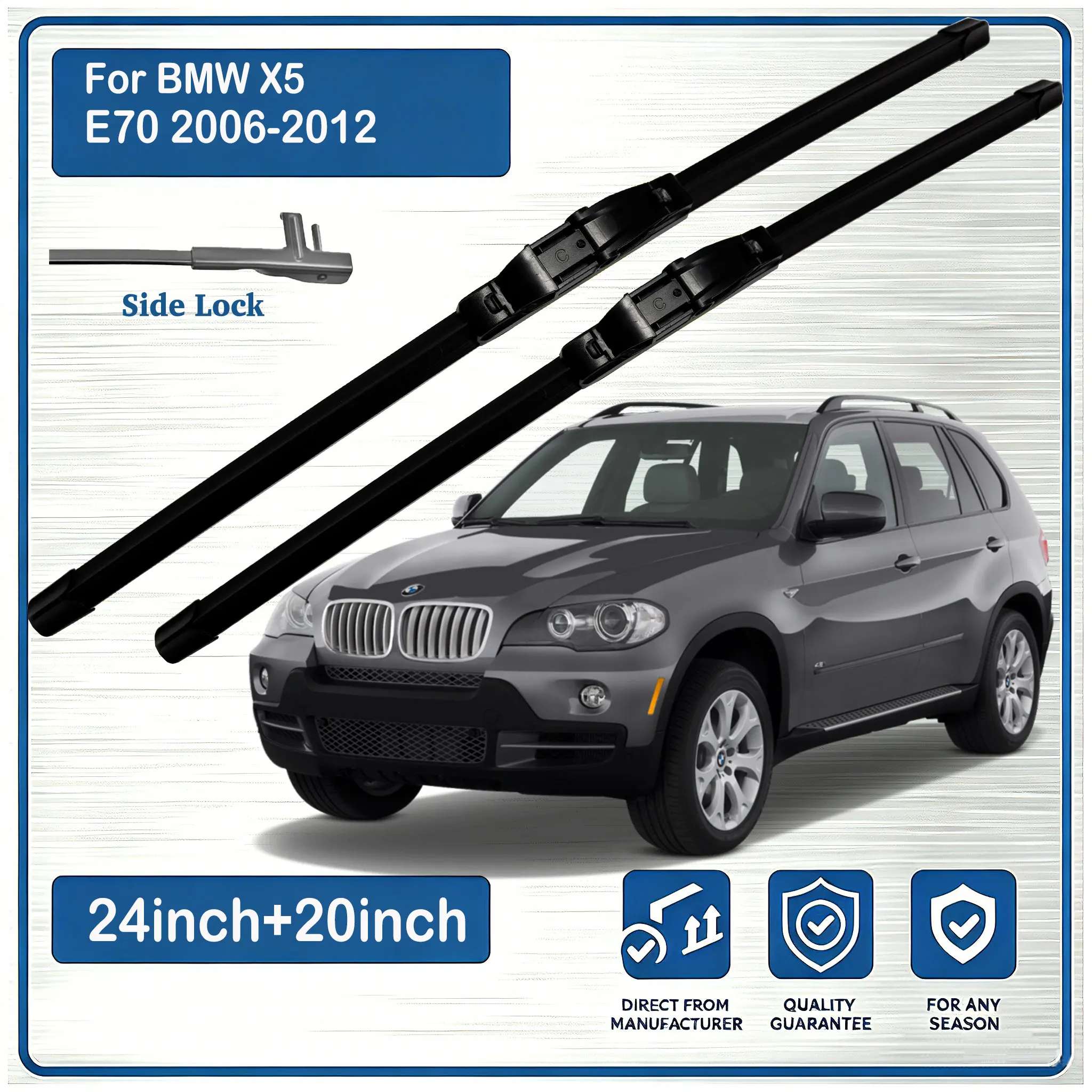 For BMW X5 E70 2006-2012 Front Wiper Blades Windscreen Windshield Window WIPER 2PCS