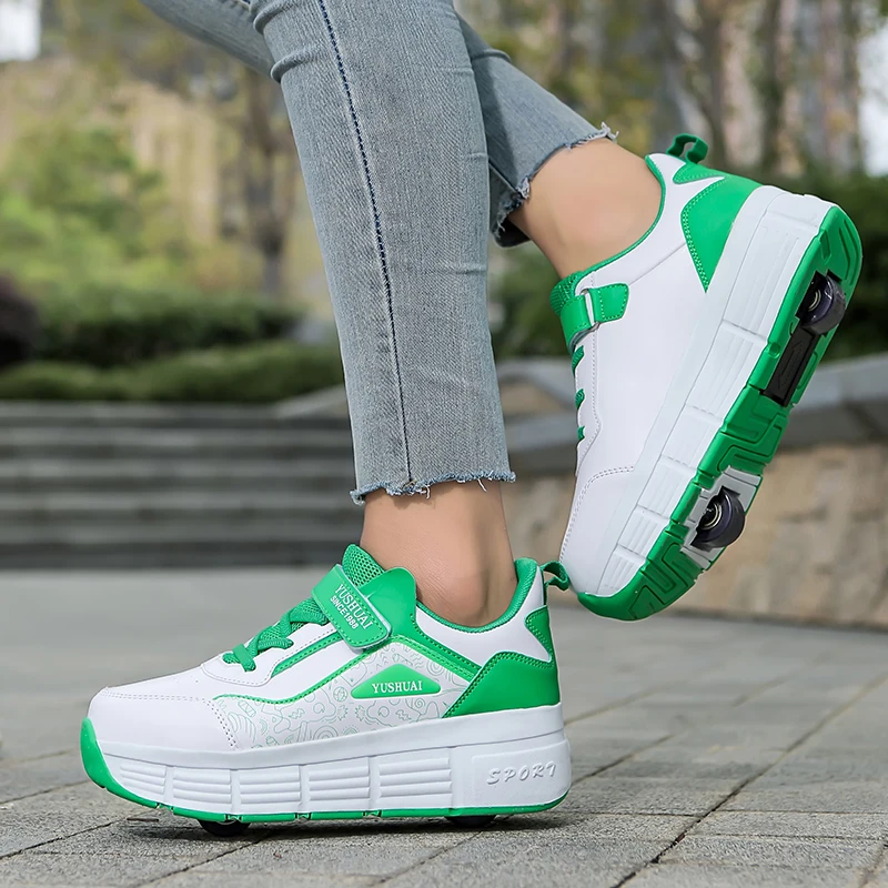 

Осенние роликовые кроссовки для мальчиков: выдвижные крутые коньки с 4 колесами без завязок, детские студенческие роликовые туфли