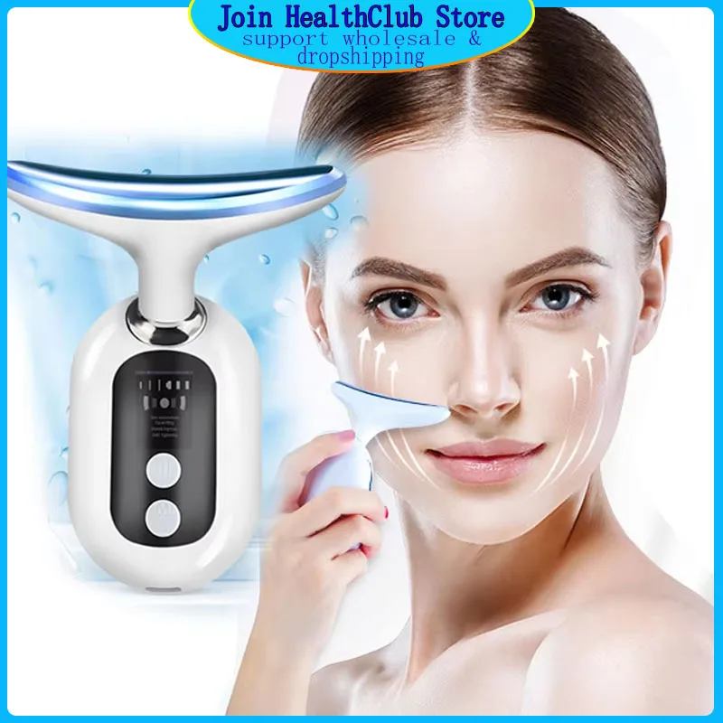 振動 V-Face EMS マッサージャー フェイシャル リフティング デバイス ネックツール付き しわ防止、二重あごの除去、肌の引き締め