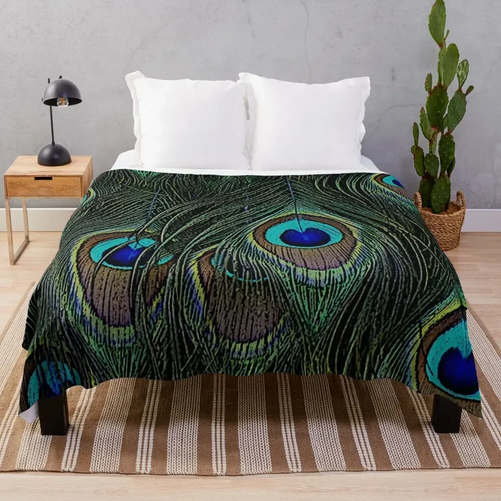 Peacock feathers, bird lover gifts, cool bird outfits, beautiful feather patterns Throw Blanket Large heavy to sleep Blankets