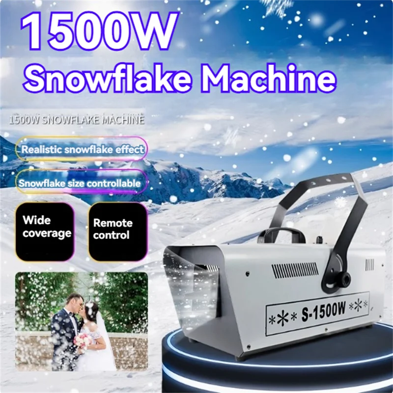 1500W Sneeuwmaakmachine Sneeuwvlokmaker voor Kerst Bruiloft Podium Kinderfeest met draadloze afstandsbediening