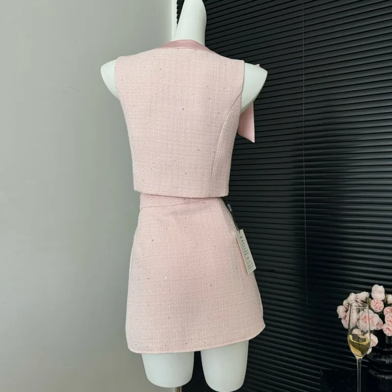 High Quality French Small Fragrant Tweed Two Piece Sets For Women Fashion Sweet Top + Skirt 2 Piece Set Outfits Conjuntos Cortos