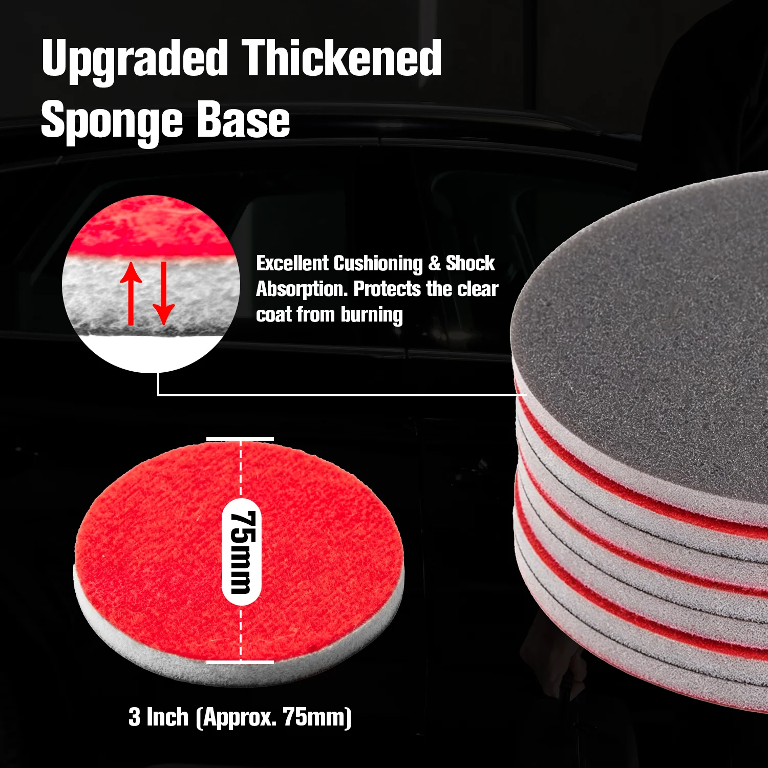 BATOCA 12Pcs 3 Inch Mesh Sponge Foam Sanding Discs Wet Dry Hook Loop 600-3000 Grit Car Polish Headlight Restoration Pad view 3