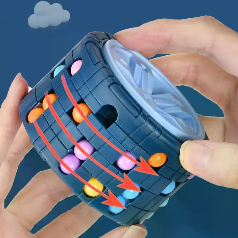 3D Cylinder Cube Toy Magical Bean Gyro Rotate Slide Puzzle Games Relieve Stress Children Educational Montessori Infant Toy Gift