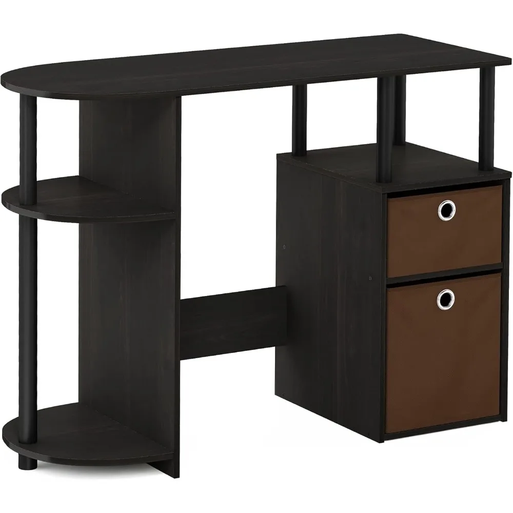 

FURINNO Jaya Computer Study Desk with Bin, Brown
