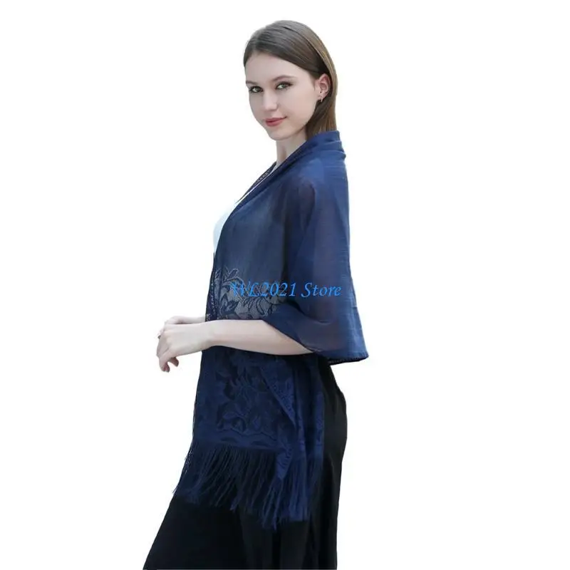 شال نسائي خفيف الوزن G5GC مزين بشراشيب للعروس في الصيف وحفلات الزفاف وحفلات التخرج #2