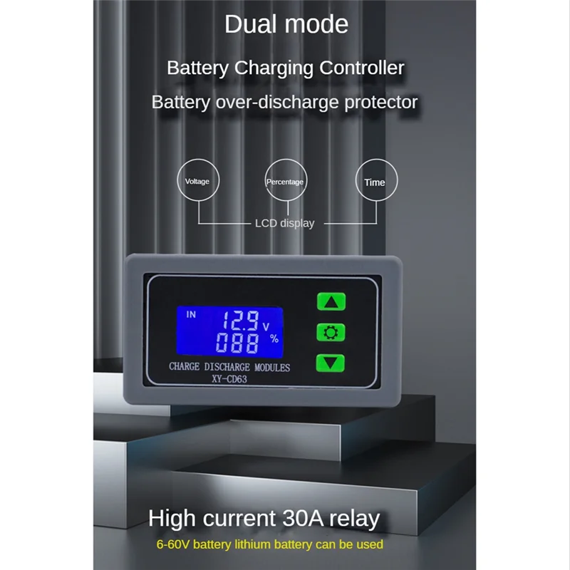 T44C_XY-CD63 CD63 30A Battery Charging Control Module Full Power Off DC Voltage Protection Undervoltage Power Protector