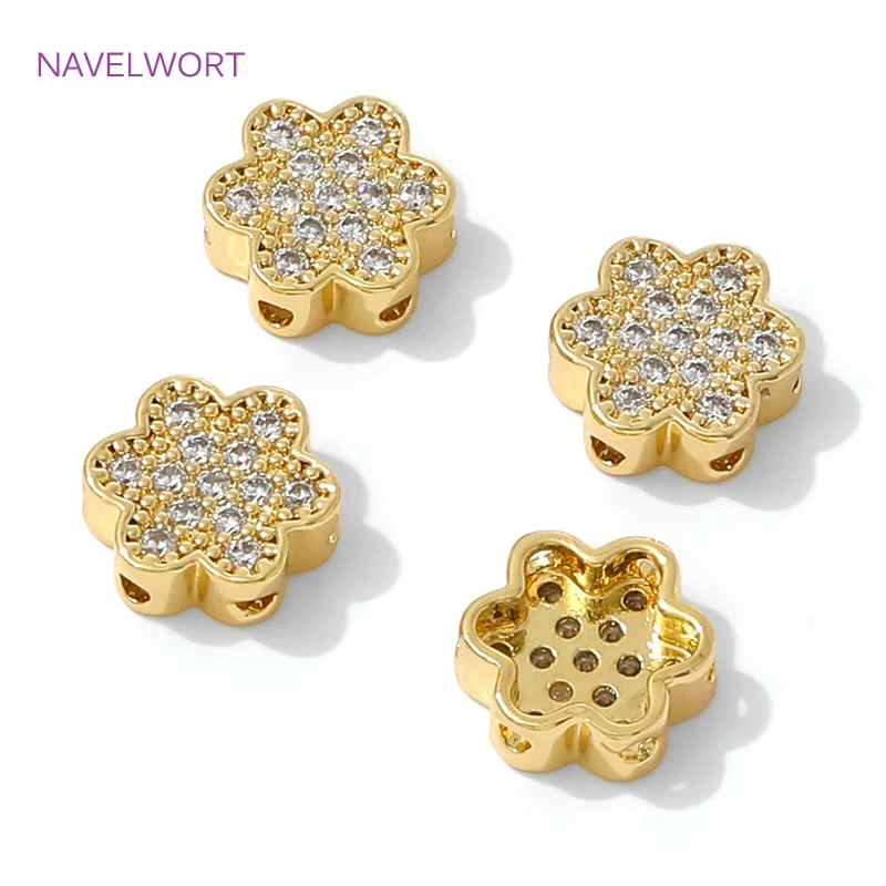 18K مطلية بالذهب زهرة شكل الخرز فواصل للأساور ، خرز فاصل النحاس ، فواصل للخرز ، DIY بها بنفسك مستلزمات صناعة المجوهرات