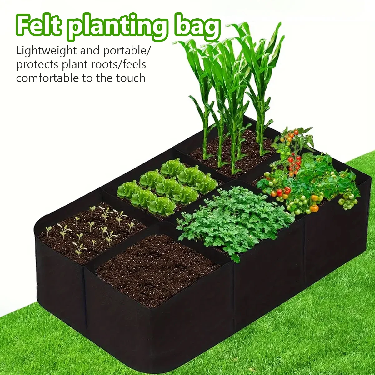 Bolsa para plantar jardín, bolsa de cultivo de fieltro multigiro, maceta rectangular para plantar vivero, vegetales, tomates, patatas, contenedor para plantar plantas