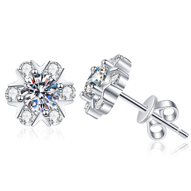 

E298 Lefei Fashion Classic Luxury High Quality Moissanite Trendy Snowflower Earring For Women s925 Sterling Silver Party Jewelry