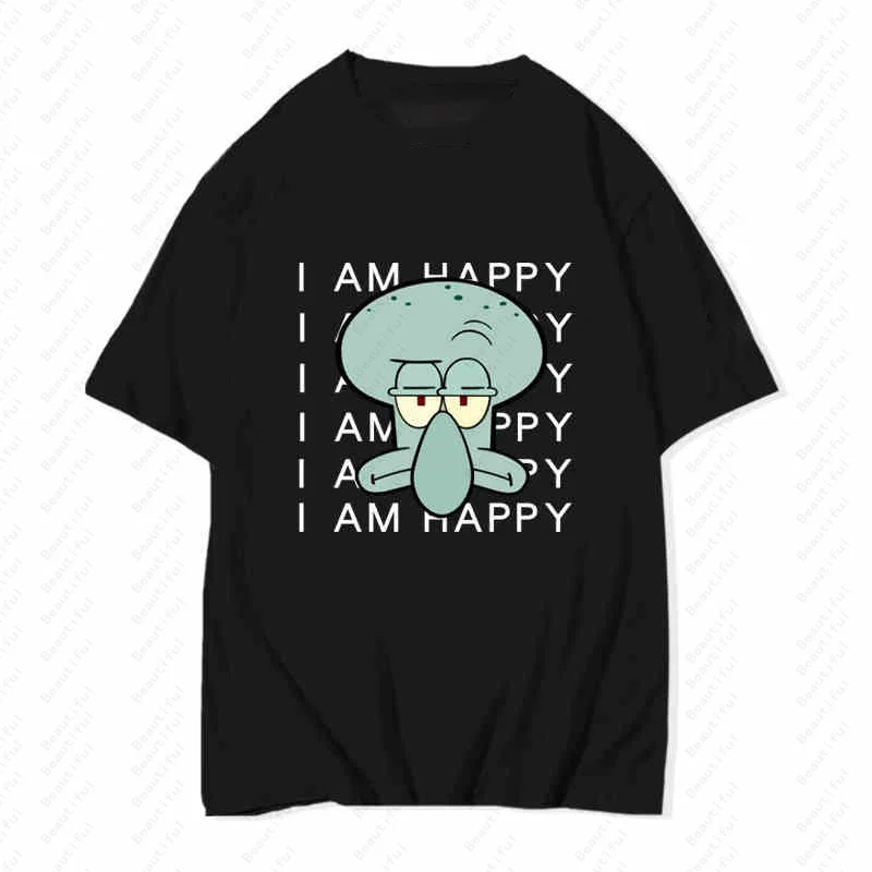 Squidward Tentacles Spongebob Cartoon Fun New Short Sleeve T-Shirt Men's And Women's Casual Cotton Half Sleeve Cartoon T-Shirts