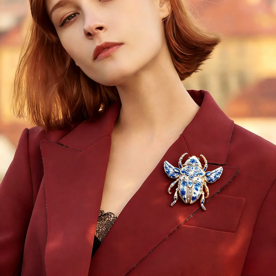 Baroque-Style Luxurious and Beautiful Beetle-Inspired Brooch for Men and Women, Jewelry, Fashion Accessories, and Party Gifts