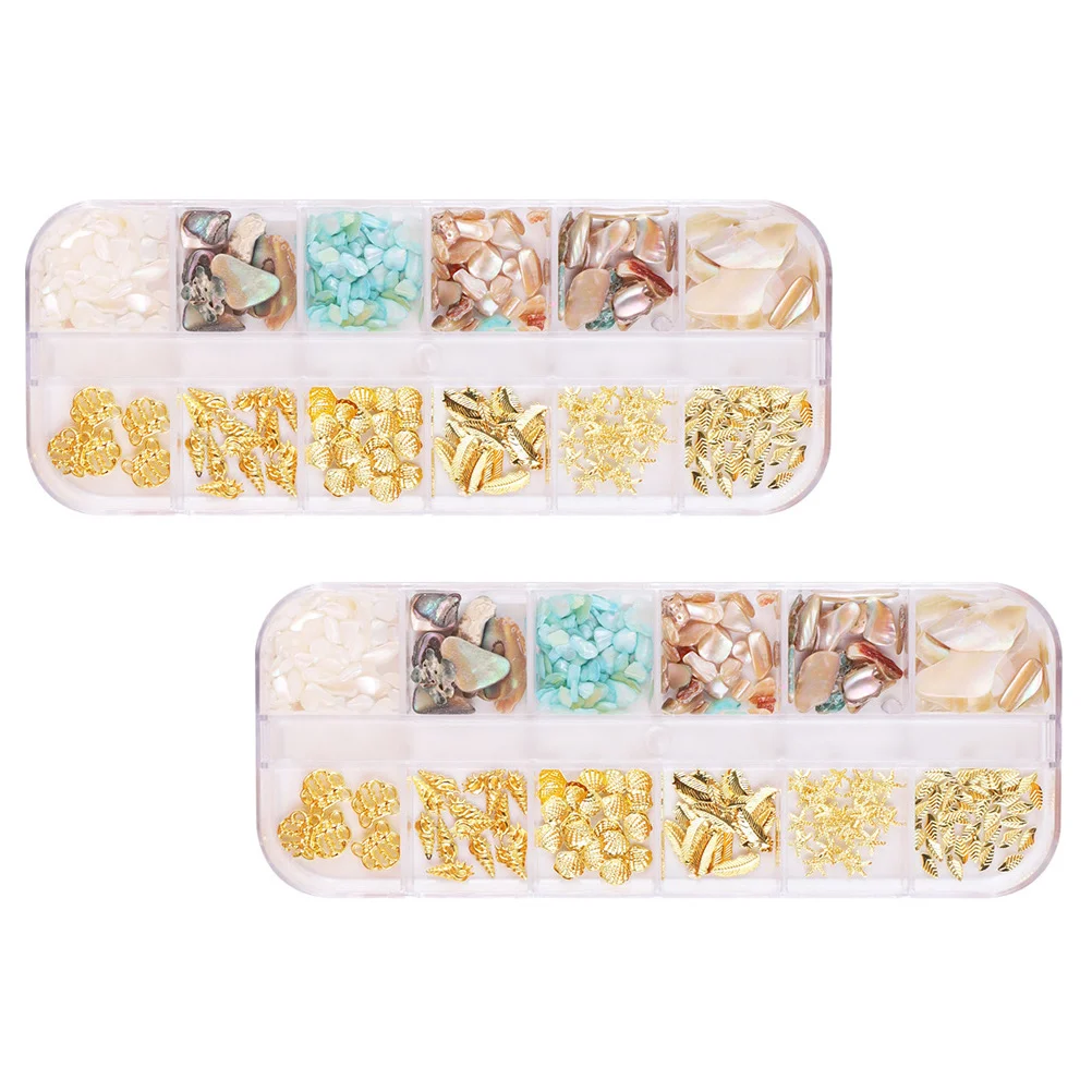 

2 Boxes Art Decor Alloy Shell DIY Supplies for Natural Artificial Nails Women Manicure Accessories Manicures Accessories Gift
