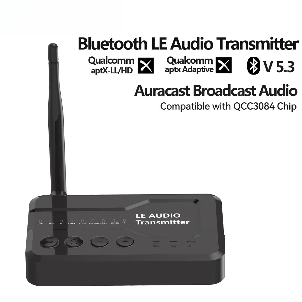 aptX -LL/HD/AD Bluetooth 5.3 Audio Transmitter Optical Wireless LE Audio Adapter with Lossless Auracast LC3 for TV Speaker