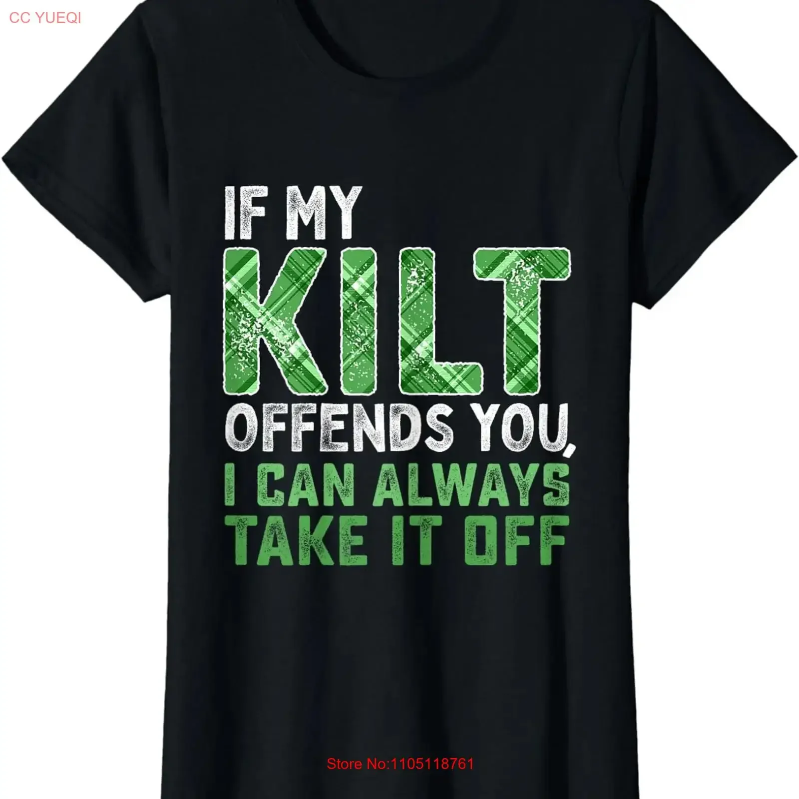 If My Kilt Offends You Funny Saint Patrick's Day Ladies' Crewneck T Shirt long or short sleeves vintage Washed Comfortable