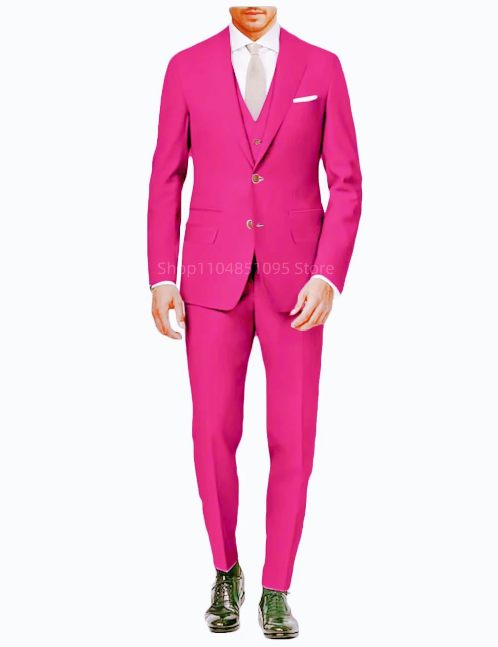 

Elegant Solid Slim Fit Men Suits Two Buttons 3 Pieces Jacket Vest Pants High Quality Business/Wedding Male Clothing Blazer Sets