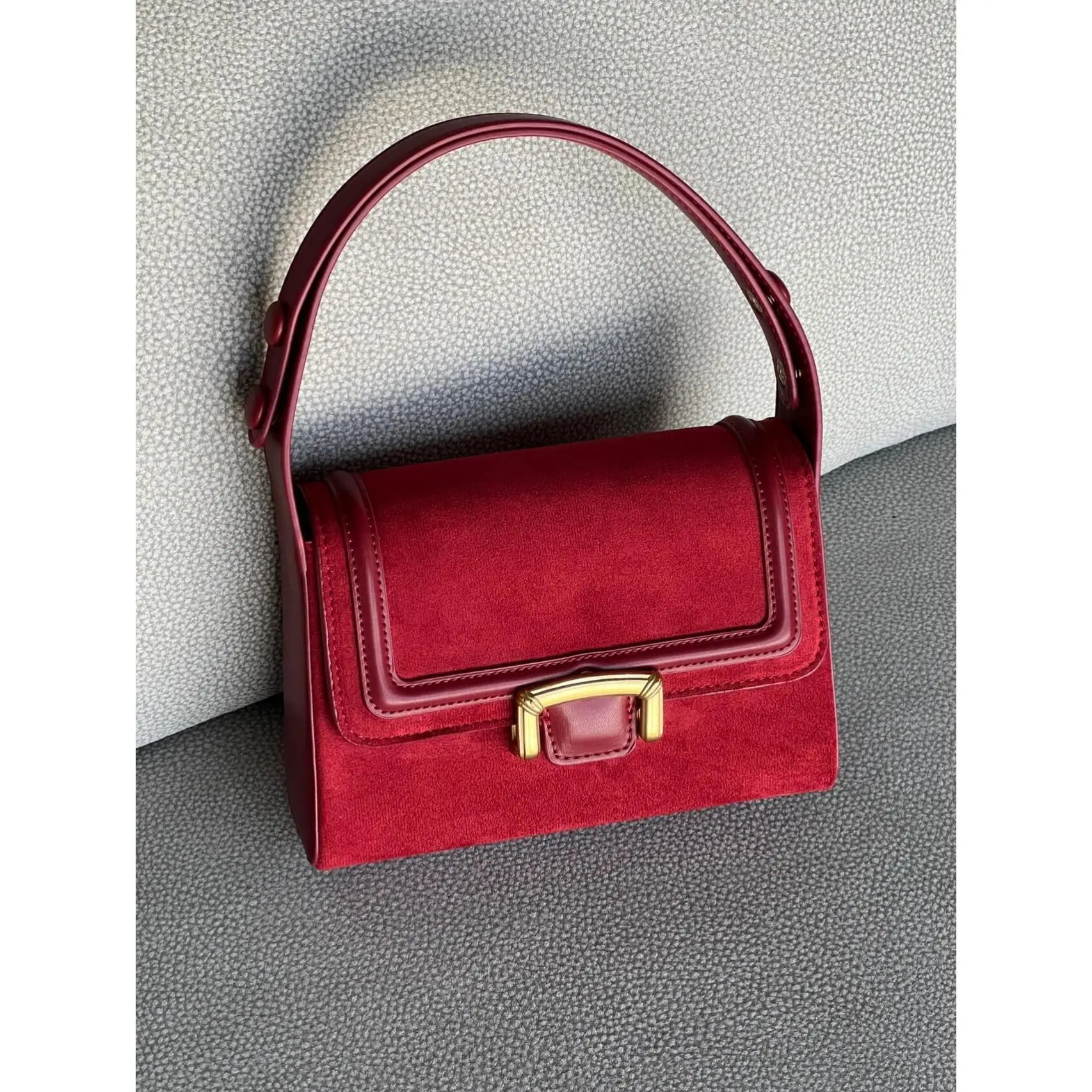 Latch Red Wedding Bag for Women 2025 Autumn Winter New Flap Rectangle High End Handbags Fashion Simple Versatile Underarm Bag