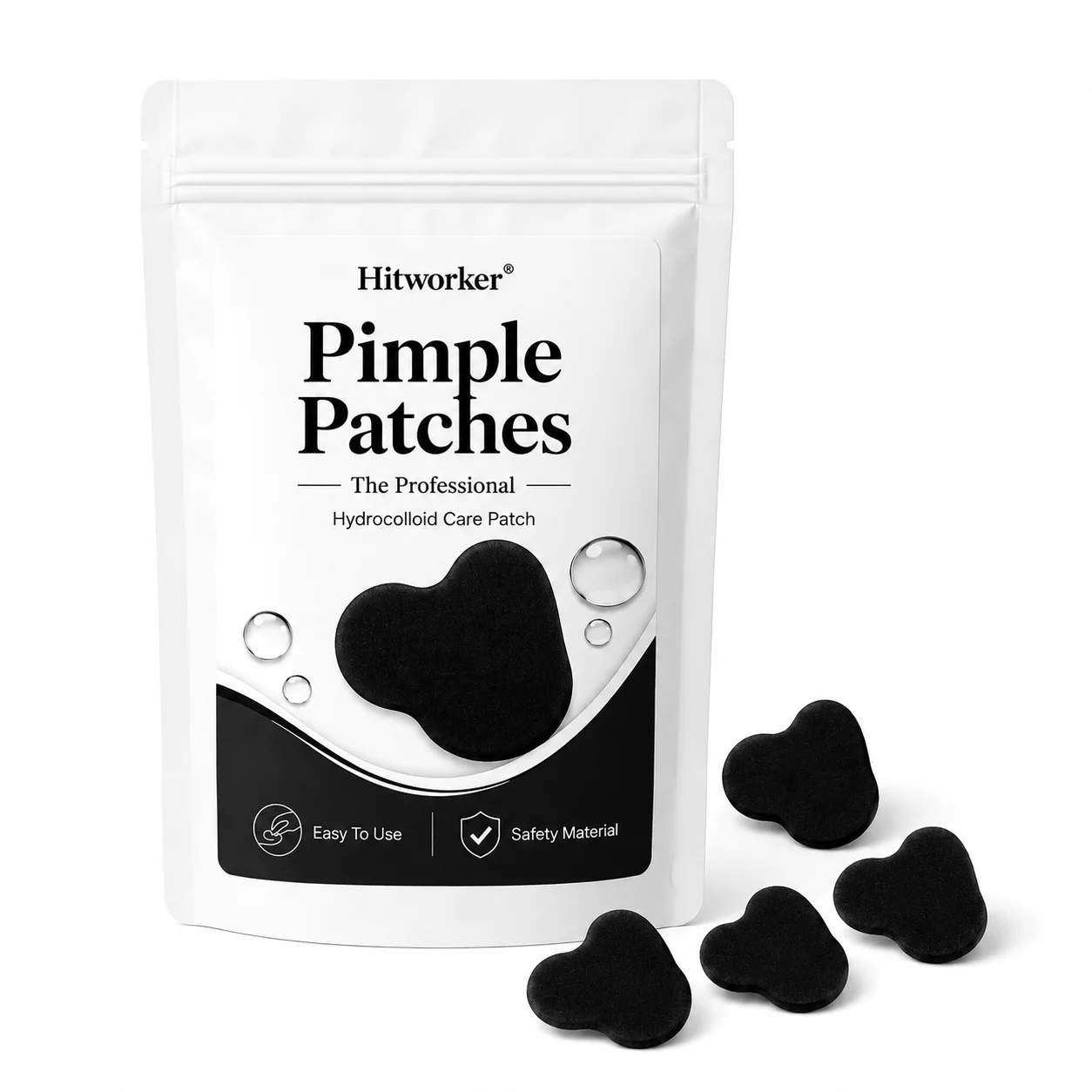 Black Hydrocolloid Pimple Patches, Cute Cloud Shape Acne Spot Stickers, Ultra-Thin Blemish Cover Patches for Daily Skincare view 4