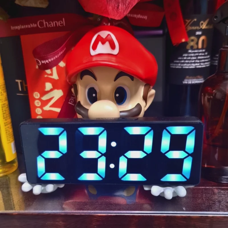 

Настенные часы Mario для гостиной, новинка 2026 года, электронные настенные часы, настенный будильник с функцией дофаминового сигнала, декоративный элемент