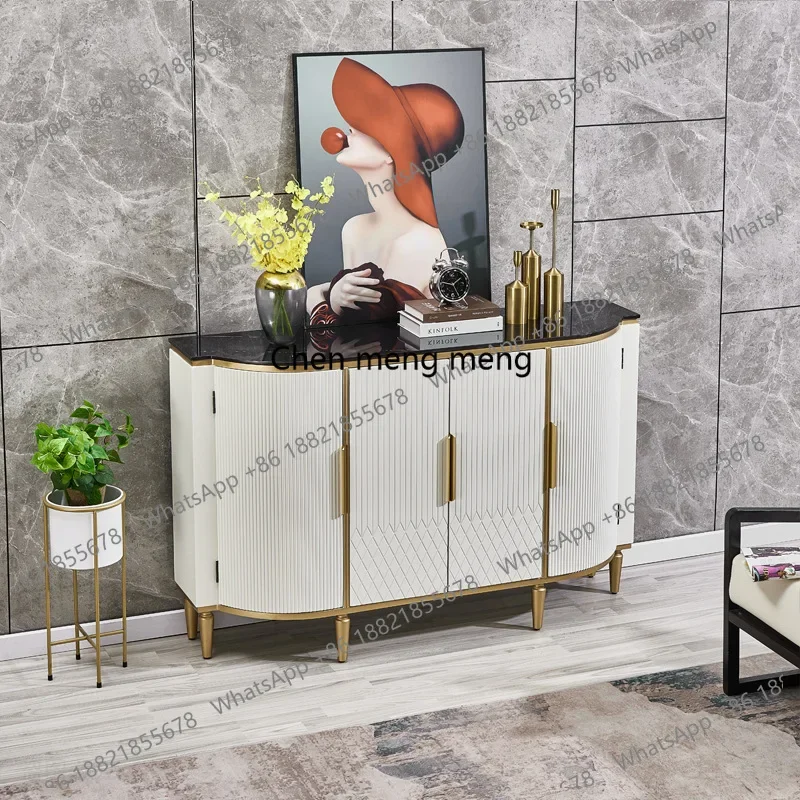 Discount Light luxury rock slab door cabinet Solid wood dining side cabinet Living room wall storage cabinet