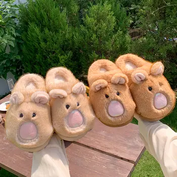 可愛卡通毛絨室內拖鞋 女式 2025 冬季柔軟加厚底棉質家居拖鞋 保暖絨面防滑家居拖鞋 8 最佳銷售 女士毛絨拖鞋 - №3