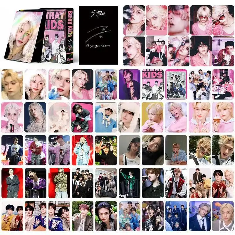 

55pcs Stray Kids albums DOIT small cards LOMO cards SKZOO periphery Laser small card fan collections commemorative cards gifts