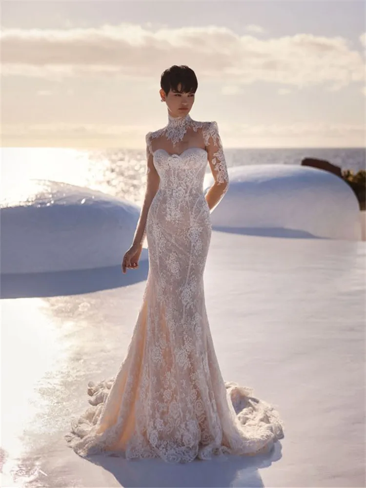 

Lace Wedding Dress Vestidos De Novia Corte Sirena Long Sleeve Alta Costura Corset Curvy Vintage Vestido Elegante Hochzeitskleid