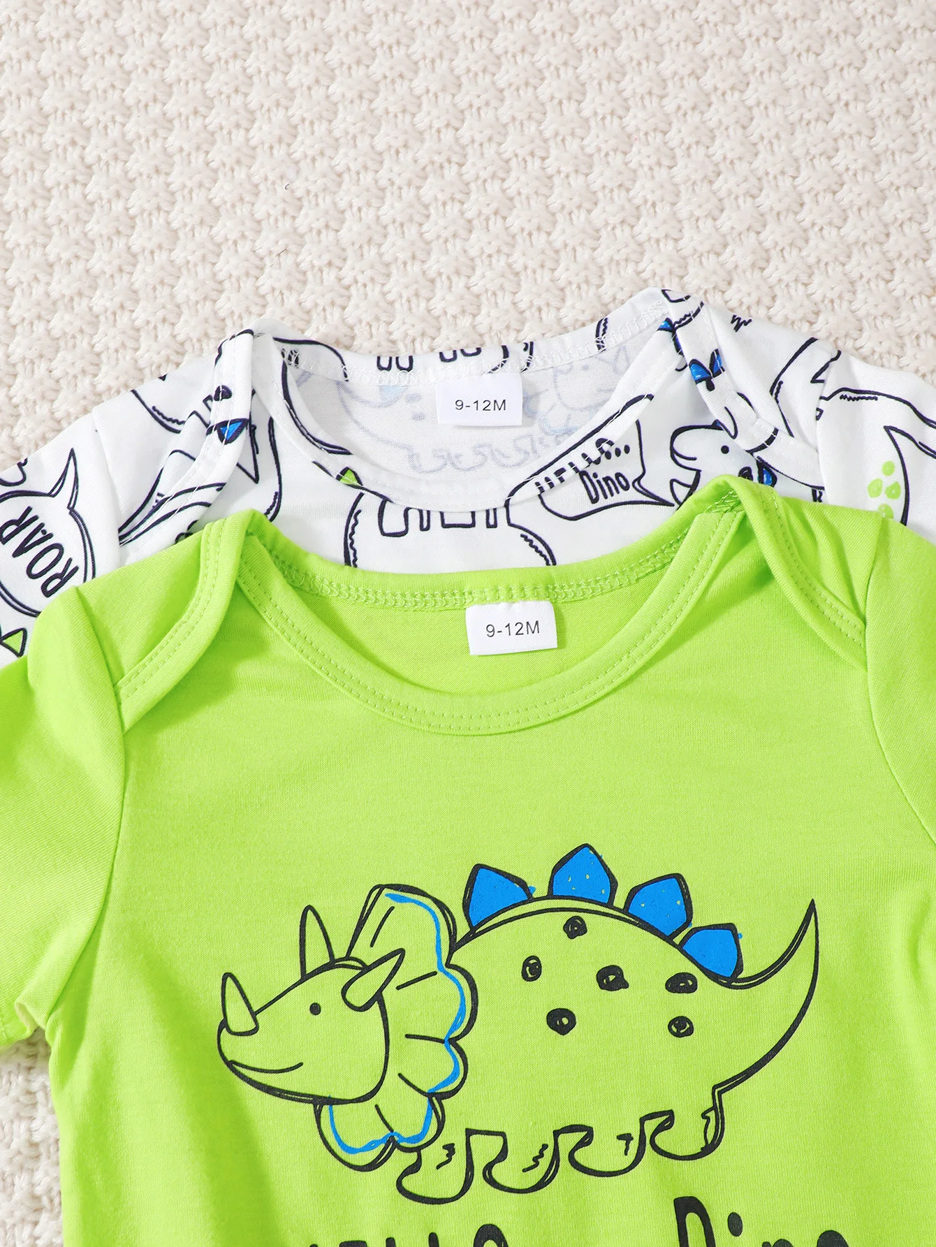 Summer  0-3 Years  Old  Infant Baby Boys Dinosaur  Print  Short-sleeved  And  Shorts  Casual 4-Piece  Set