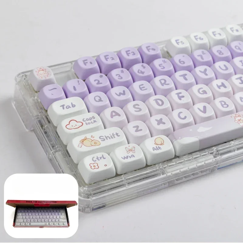 Gradation Purple Rabbit 142 Keys MOA Profile PBT Keycaps Dye Sublimation  for MX Switch Gaming Mechanical Keyboard Keycap