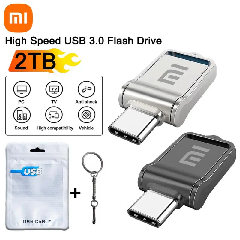 Xiaomi original metal USB 3.0 pen flash drive USB 2TB OTG1TB 512GB C-type high-speed Pendrive mini waterproof flash drive