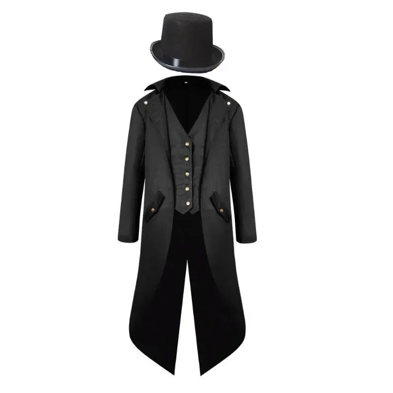 

Mens Steampunk Costume Vintage Tailcoat Jacket Gothic Magician Ringmaster Coat