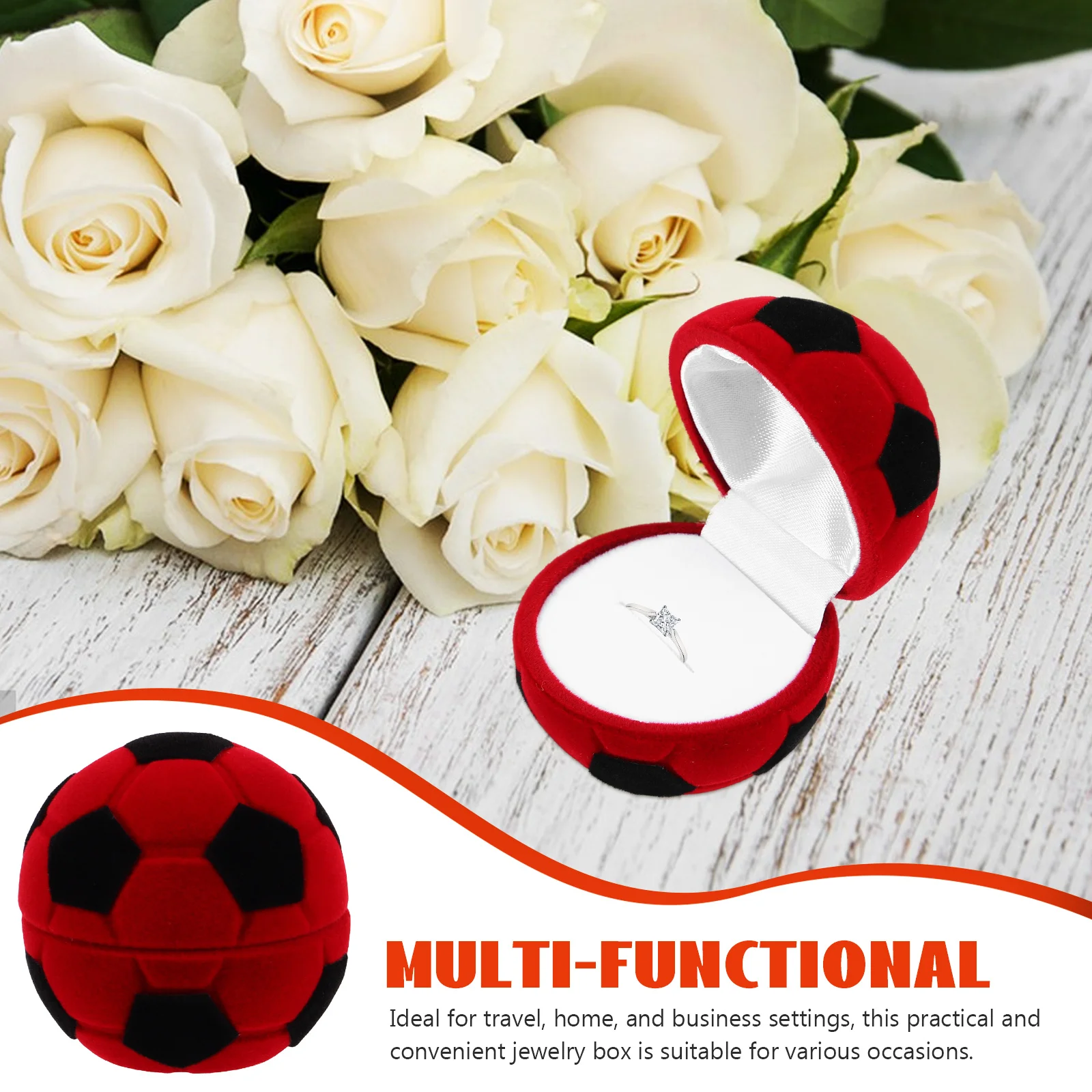Football Shaped Jewelry Box Ball Design Ring Earring Storage Gift Case For Proposal Wedding Travel Home Use