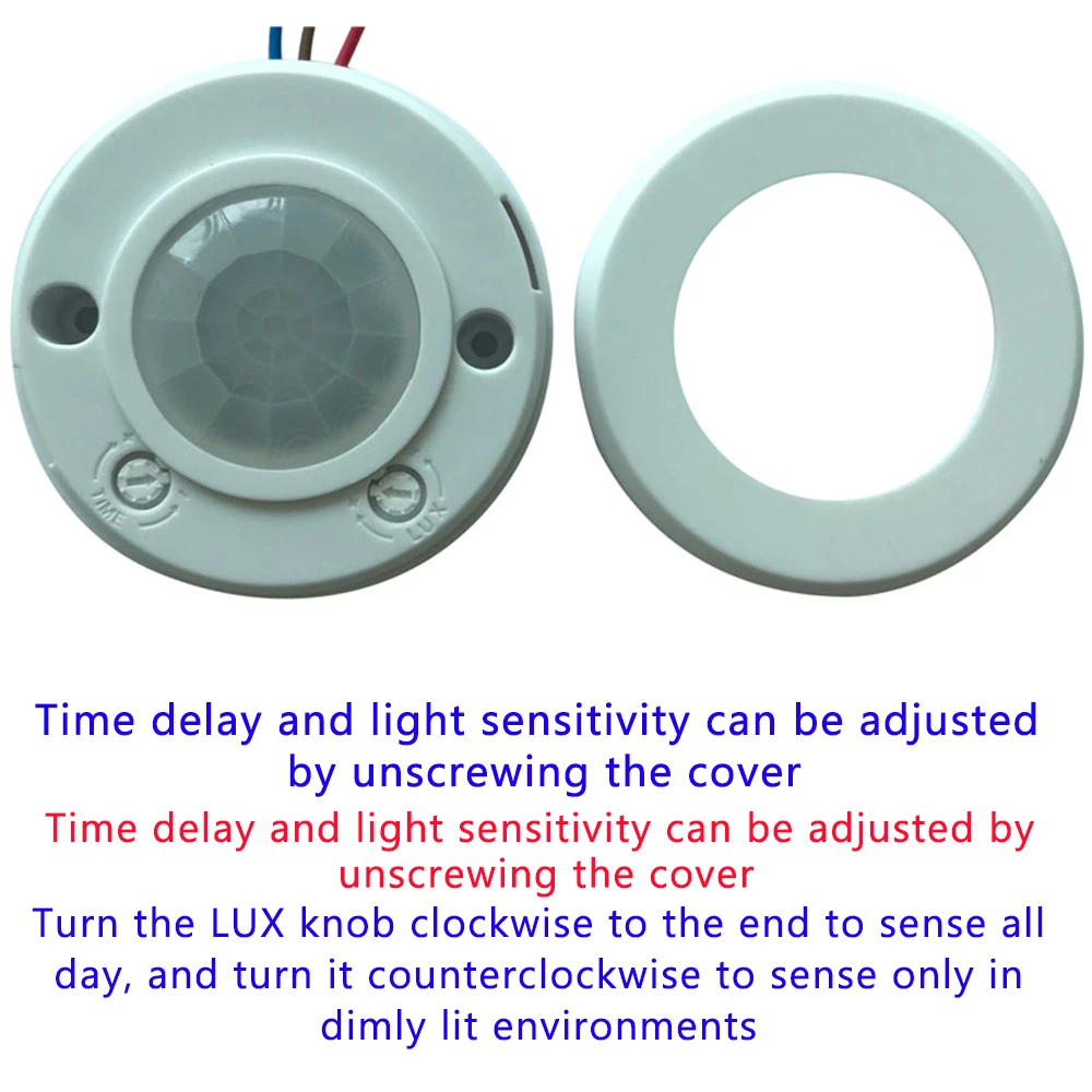 AC80-250V High Sensitivity 120 degree Ceiling Infrared PIR Motion Sensor Switch Led Light Motion Sensor 220V Delay Adjustable