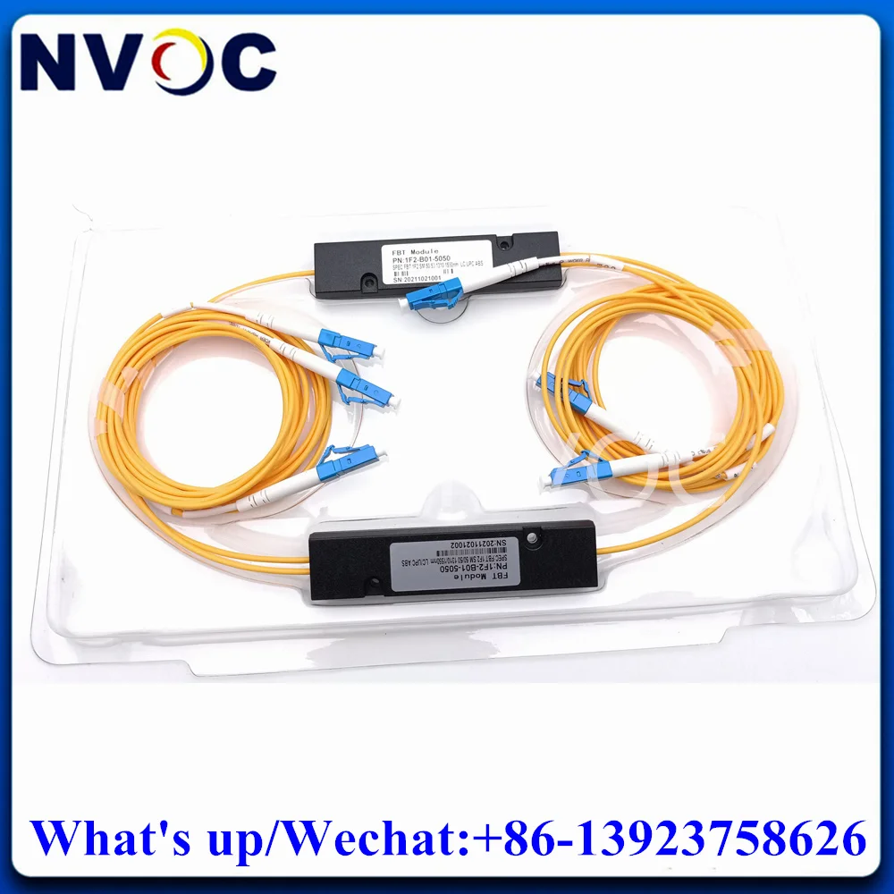 10Pcs GPON 1x2 1310/1550nm 50/50 2.0mm 1M 1*2 Singlemode Equal Ratio Fiber Optic ABS PLC Splitter FBT Coupler With SC/ST/FC/LCPC