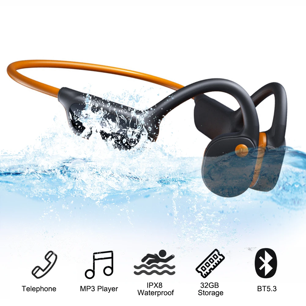 

X10 Bone Conduction Earphone IPX8 Waterproof Wireless Open Headset Bluetooth 5.3 Swimming Headphones Built-in 32GB Headphone