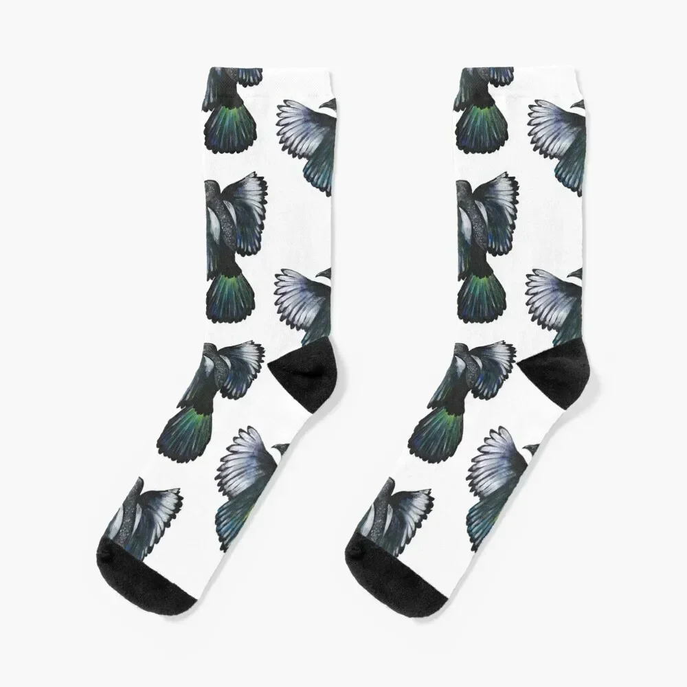 Magpie in Flight Painting (Watercolour Dry-Brush) Socks retro professional running summer Socks Man Women's